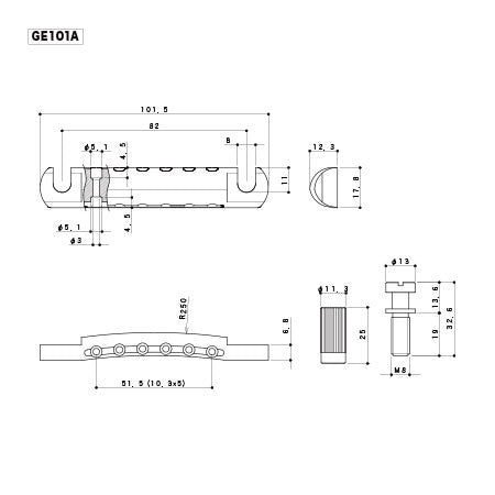 Gotoh GE101A - Aluminum Tailpiece Chrome Guitares Perro