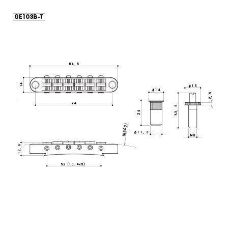 Gotoh GE103B-T - Nashville-style Tune-o-matic Bridge Guitares Perro