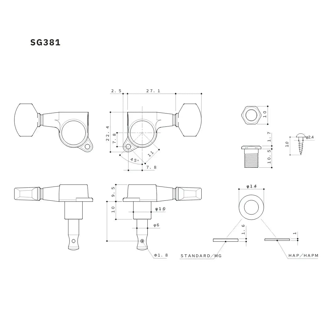Gotoh Clés SG381 3x3 Mini Noir Gotoh