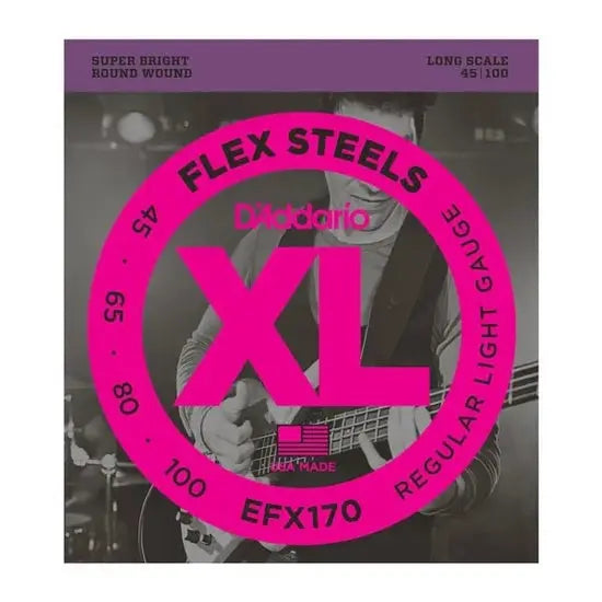D'Addario Flex Steel 45-100 Long Scale Cordes Bass D'Addario